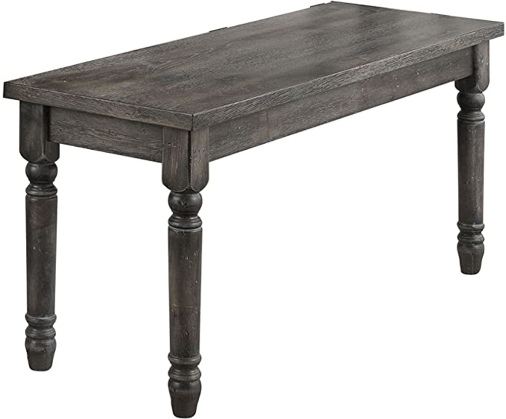 ACME Wallace Dining Table with Wooden Tabletop and Wooden Turned Legs, for Restaurant, Cafe, Tavern, Living Room - Gray