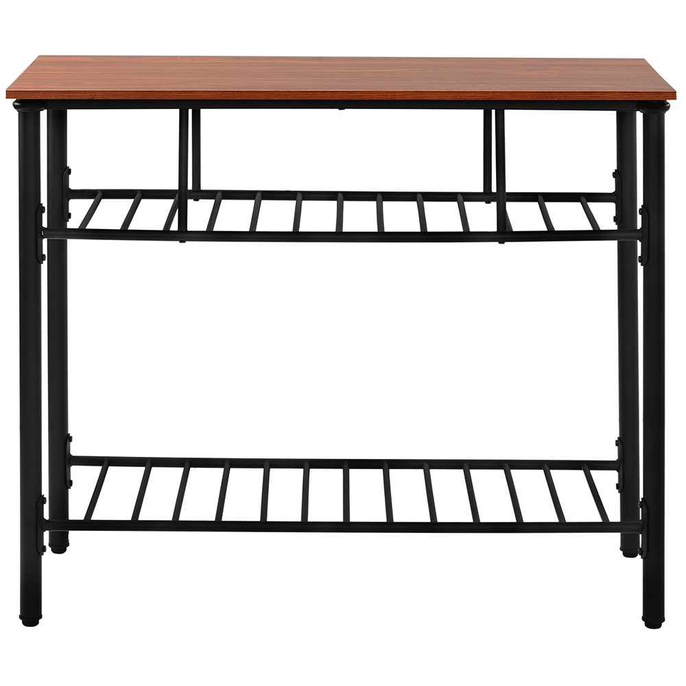 TOPMAX Rustic Farmhouse Style Counter Height Dining Table, with 2-Layer Storage Shelves - Brown