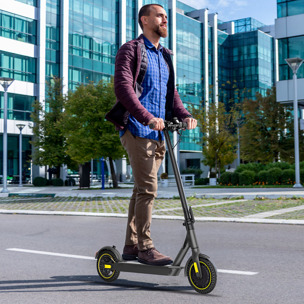 HappyRun HR365 MAX Folding Electric Scooter 10 inch Honeycomb Tire 10.4Ah Battery 350W Brushless Motor 25km/h Max Speed up to 26KM Range Electronic + Disc Brake - Black