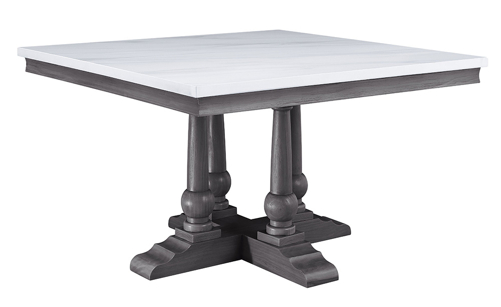 ACME Yabeina Square Dining Table with Marble Tabletop and Wooden Frame, for Restaurant, Cafe, Tavern, Living Room - Oak