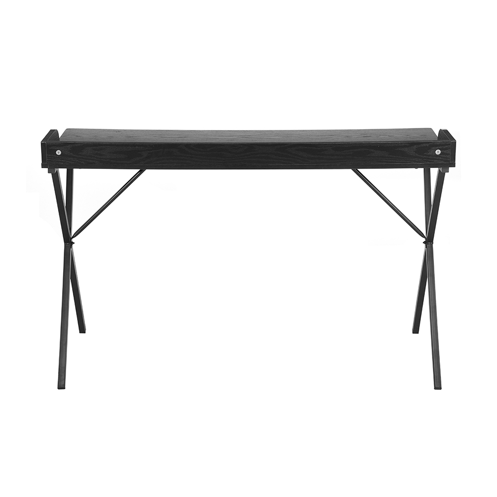 Home Office 47.2" L Computer Desk with Wooden Tabletop and Metal Frame, for Game Room, Office, Study Room - Black