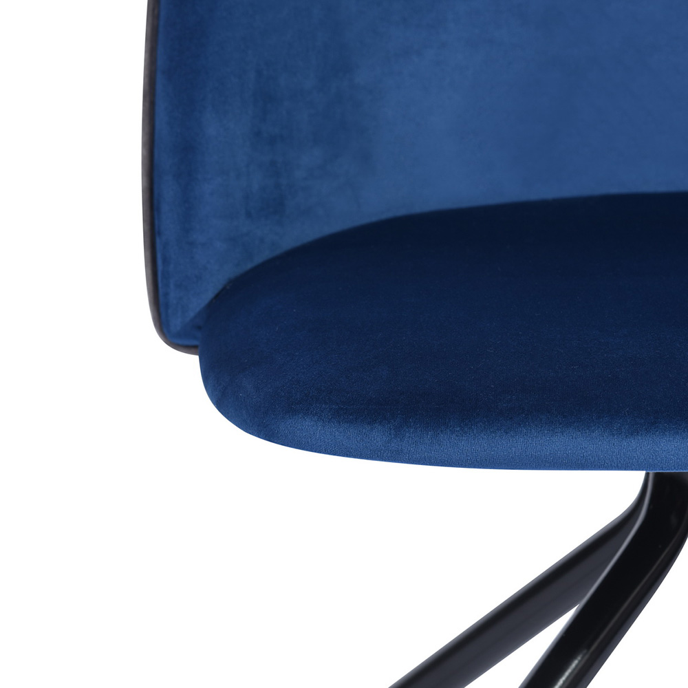 Modern Leisure Velvet Upholstered Swivel Chair Height Adjustable with Curved Backrest and Casters for Living Room, Bedroom, Dining Room, Office - Navy