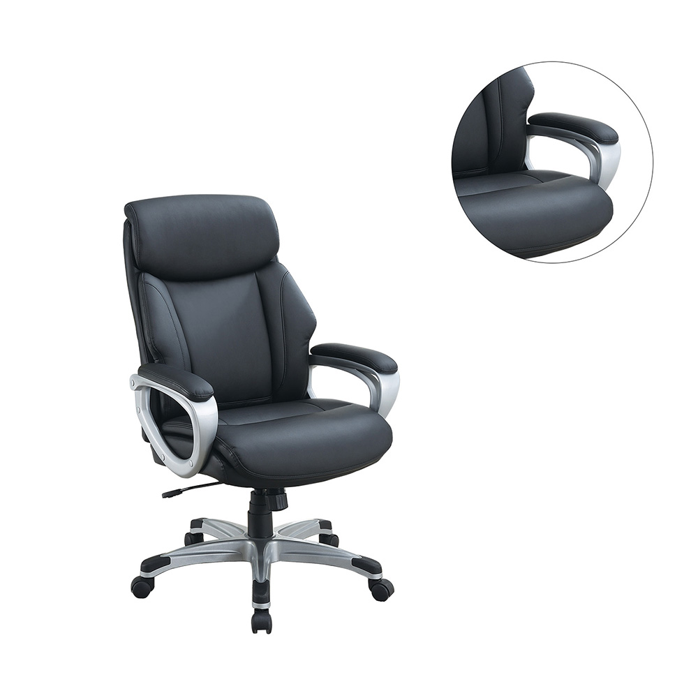 Modern Leisure PU Swivel Chair Height Adjustable With Ergonomic Backrest And Padded Armrests For Living Room, Bedroom, Dining Room, Office - Black 6 Modern Leisure PU Swivel Chair Height Adjustable with Ergonomic Backrest and Padded Armrests for Living Room, Bedroom, Dining Room, Office - Black