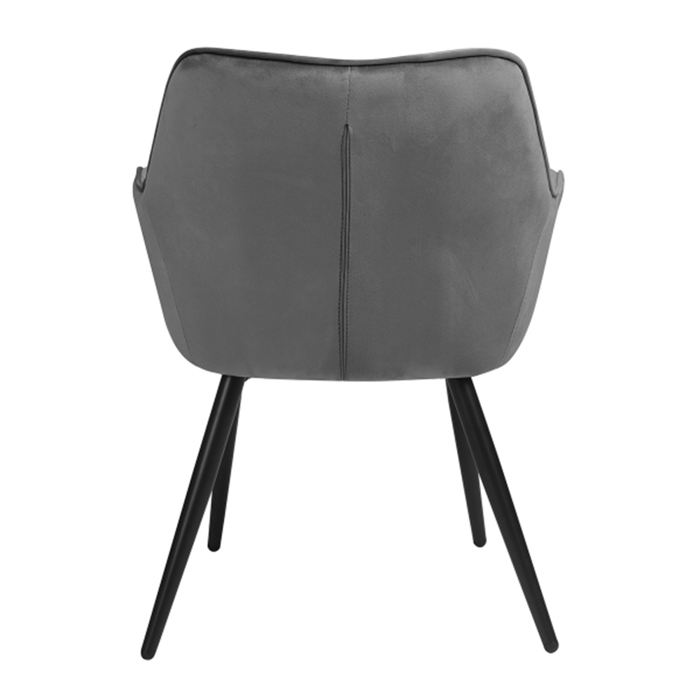 Velvet Upholstered Dining Chair Set of 2, with Curved Backrest Gray