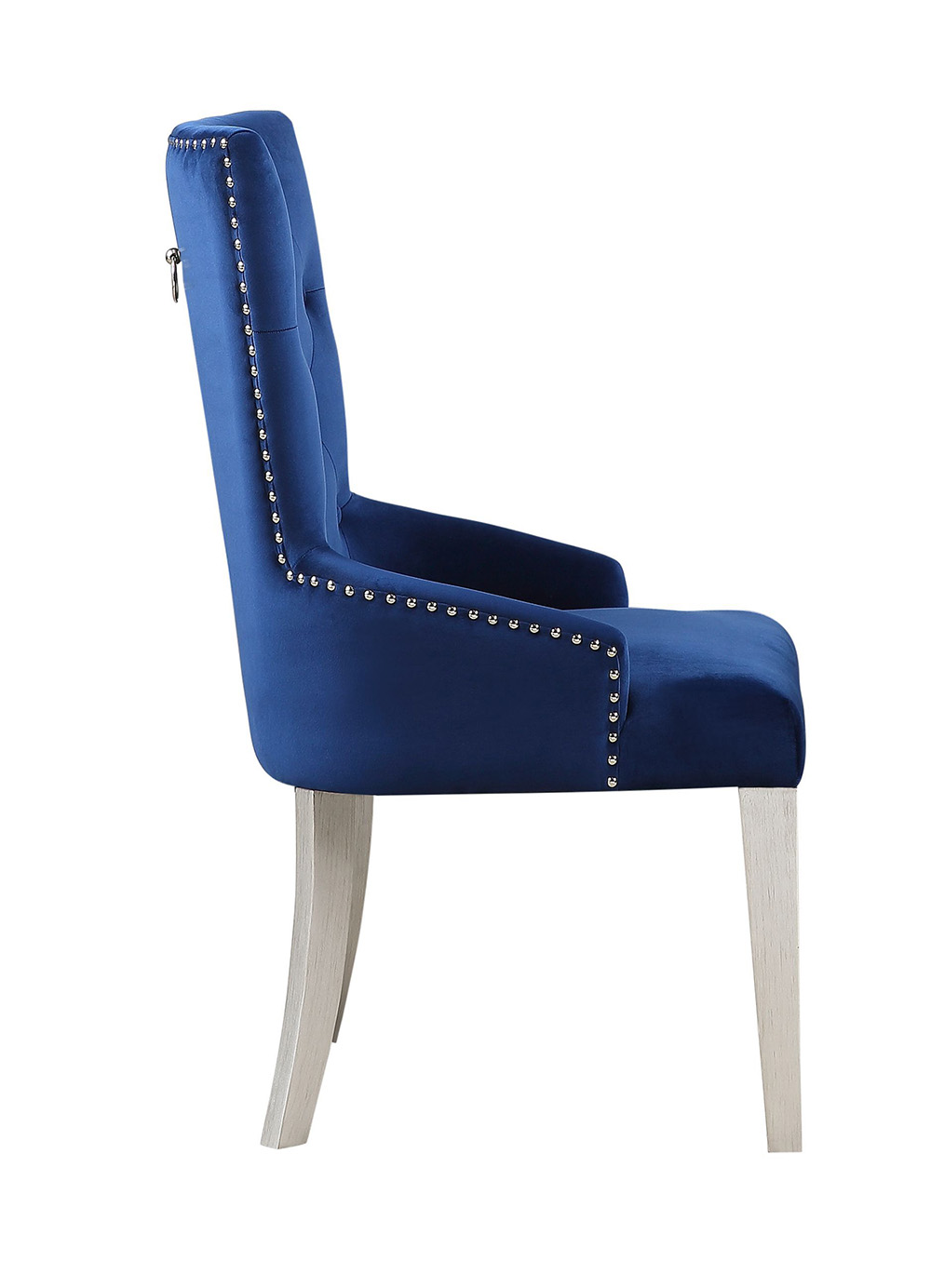 ACME Varian Fabric Upholstered Dining Chair with Button Tufted  Backrest, and Wood Legs, for Restaurant, Cafe, Tavern, Office, Living Room - Blue