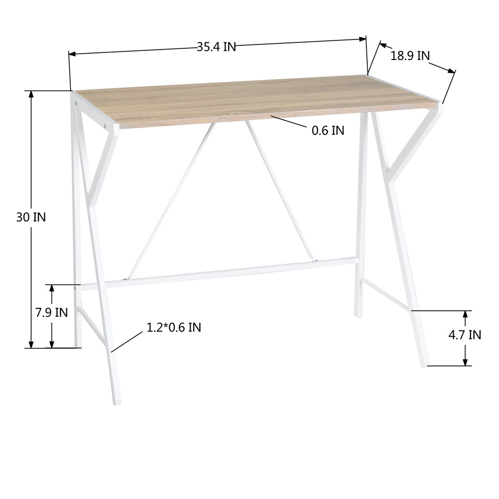 Home Office Computer Desk with Wooden Tabletop and Metal Frame, for Game Room, Office, Study Room, Small Space - Oak