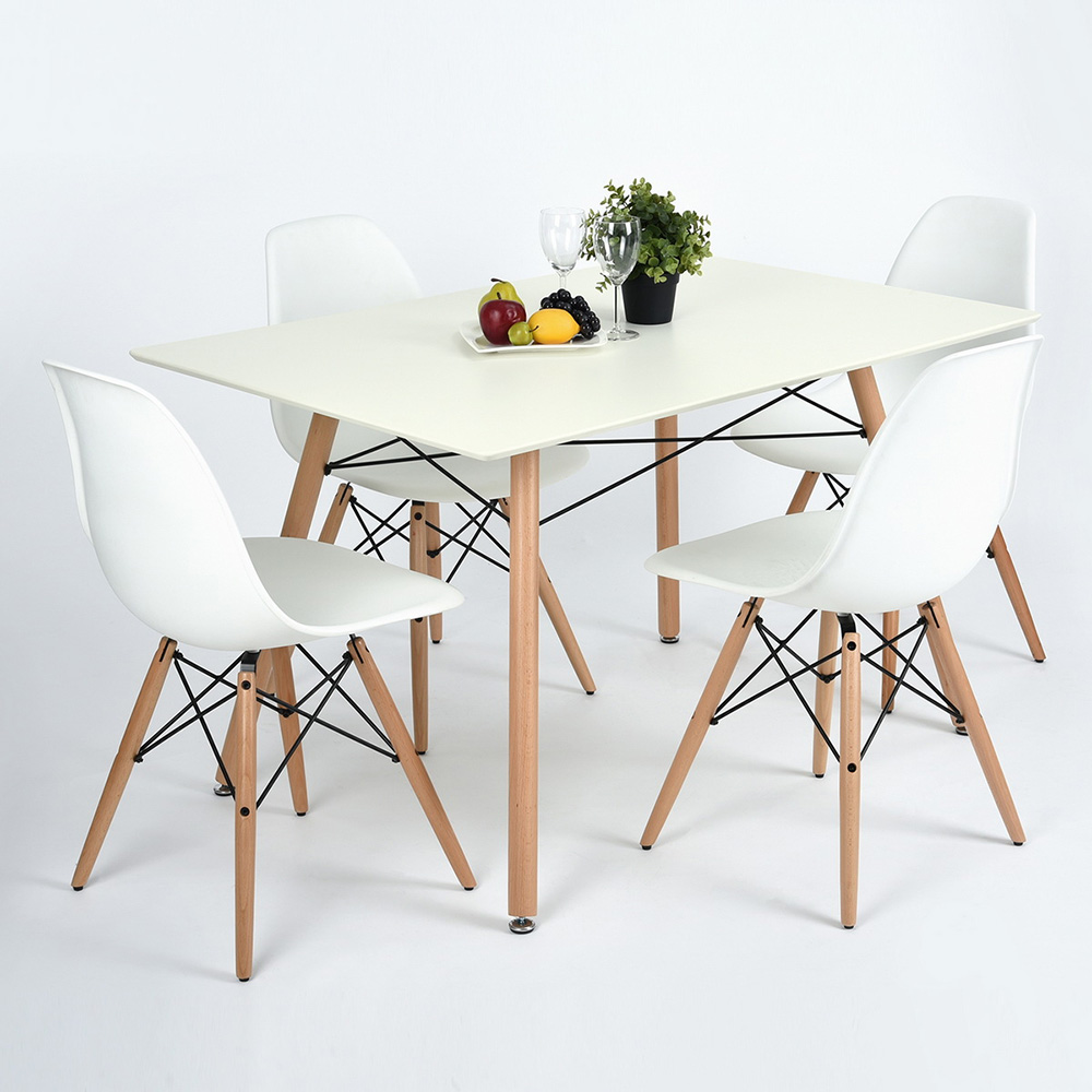 47.2" MDF Dining Table with Adjustable Feet, for Restaurant, Cafe, Tavern, Living Room - White