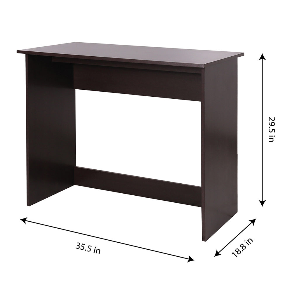 Home Office 35.5" Computer Desk with Wooden Frame, for Game Room, Office, Study Room - Dark Brown