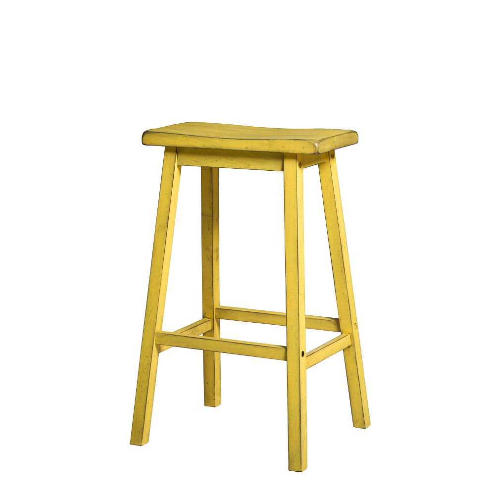 ACME Gaucho Bar Stool Set of 2, with Wooden Legs, for Restaurant, Cafe, Tavern, Office, Living Room - Yellow