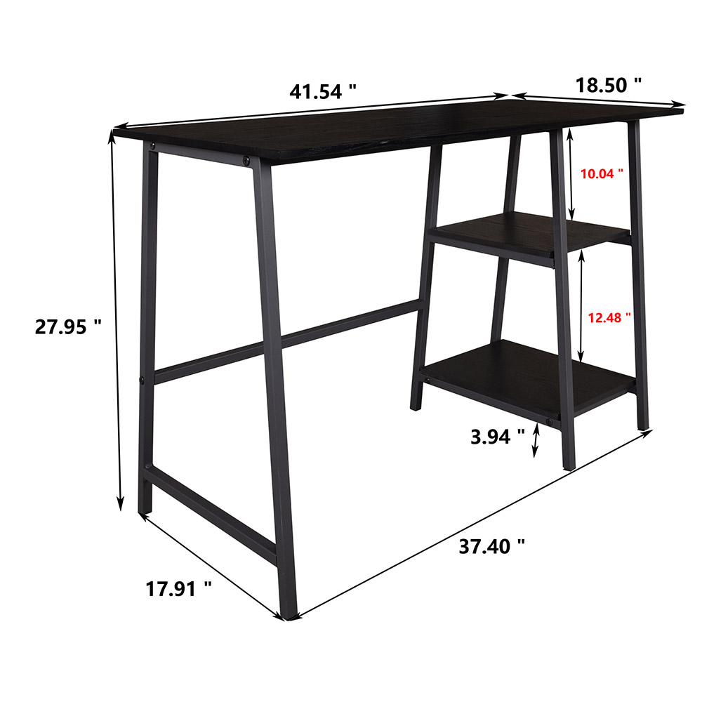 Home Office Computer Desk with MDF Tabletop and Metal Frame, for Game Room, Office, Study Room - Black