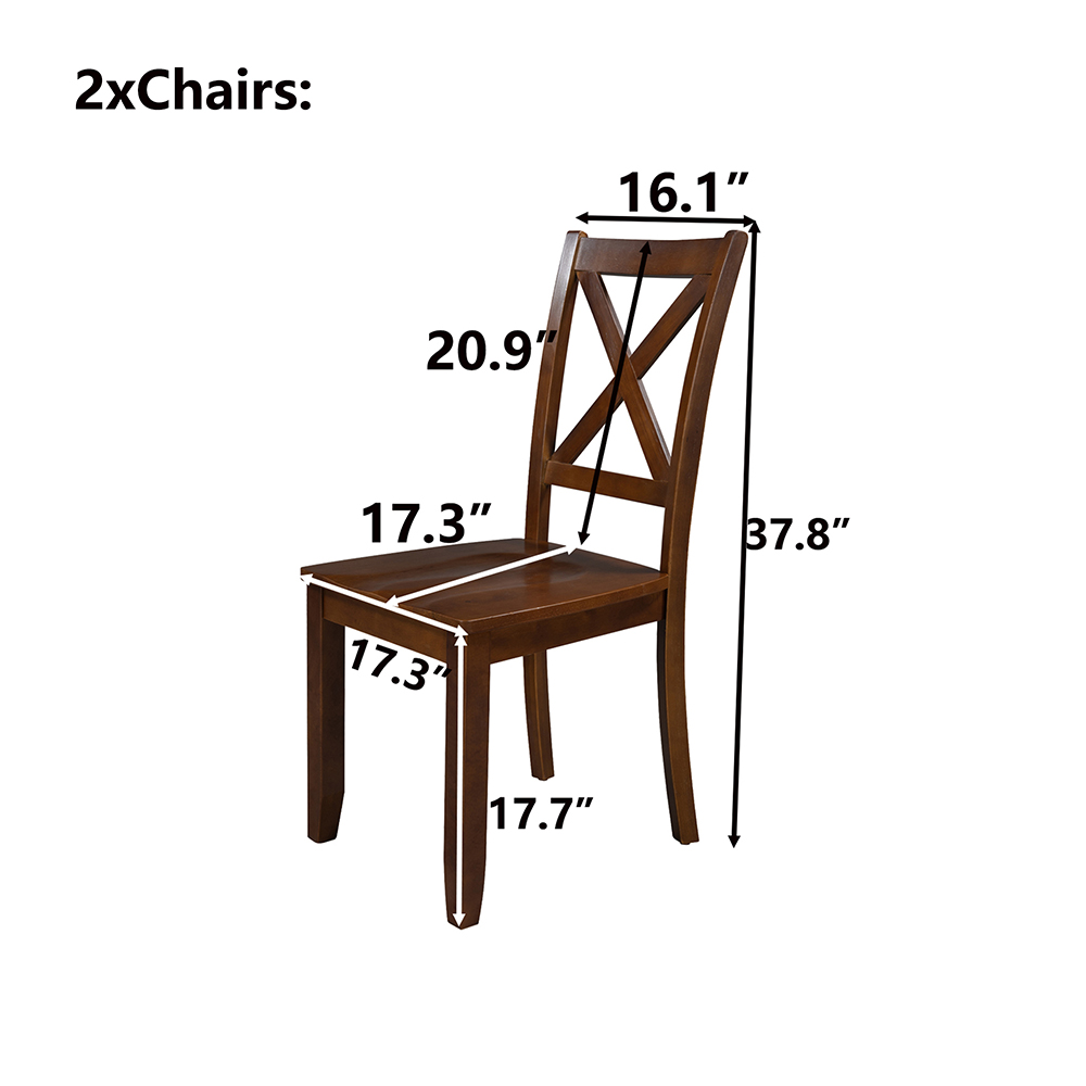 TOPMAX 2 Piece X-Back Wood Breakfast Nook Dining Chair Set, for Small Apartment, Studio, Kitchen - Brown