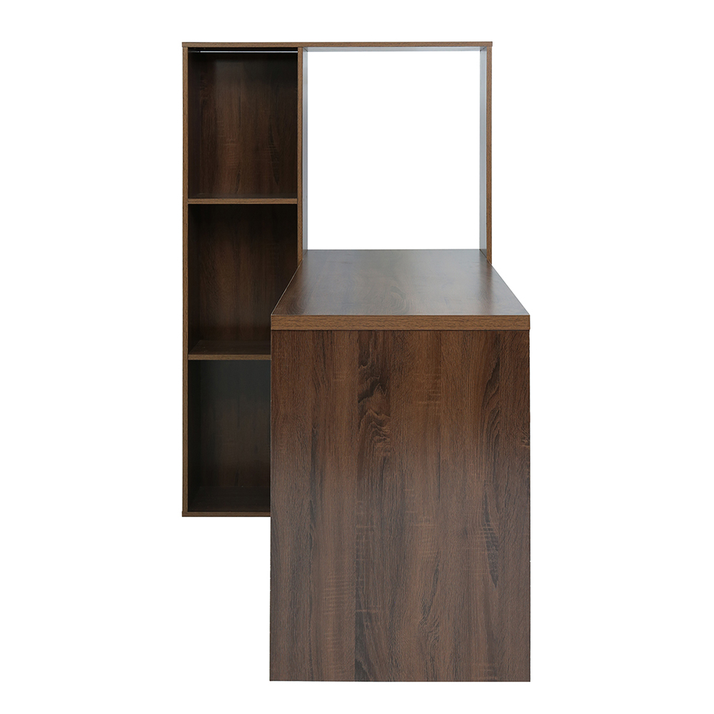 Home Office L-Shaped Computer Desk with Storage Shelves and Wooden Frame, for Game Room, Office, Study Room - Walnut