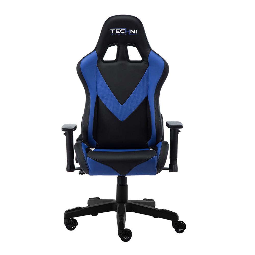 Techni Home Office Adjustable Rotatable Gaming Chair with Ergonomic High Backrest and Lumbar Support - Blue