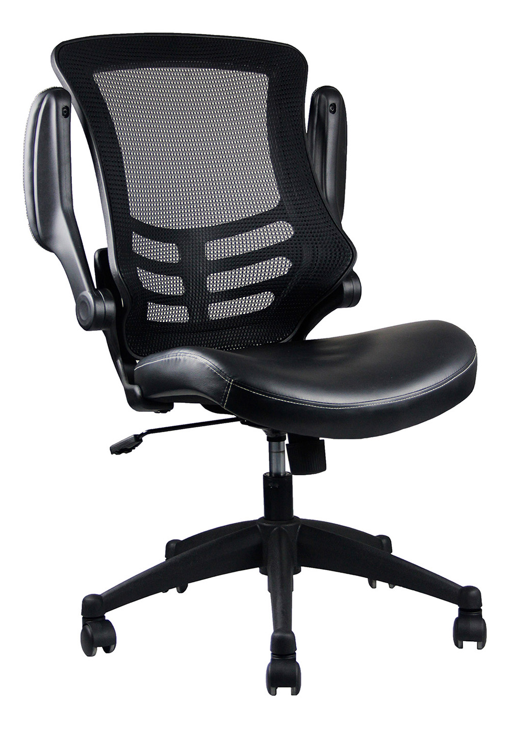 Techni Home Office Adjustable Rotatable Chair with Ergonomic Mesh Backrest and Adjustable Armrest - Black