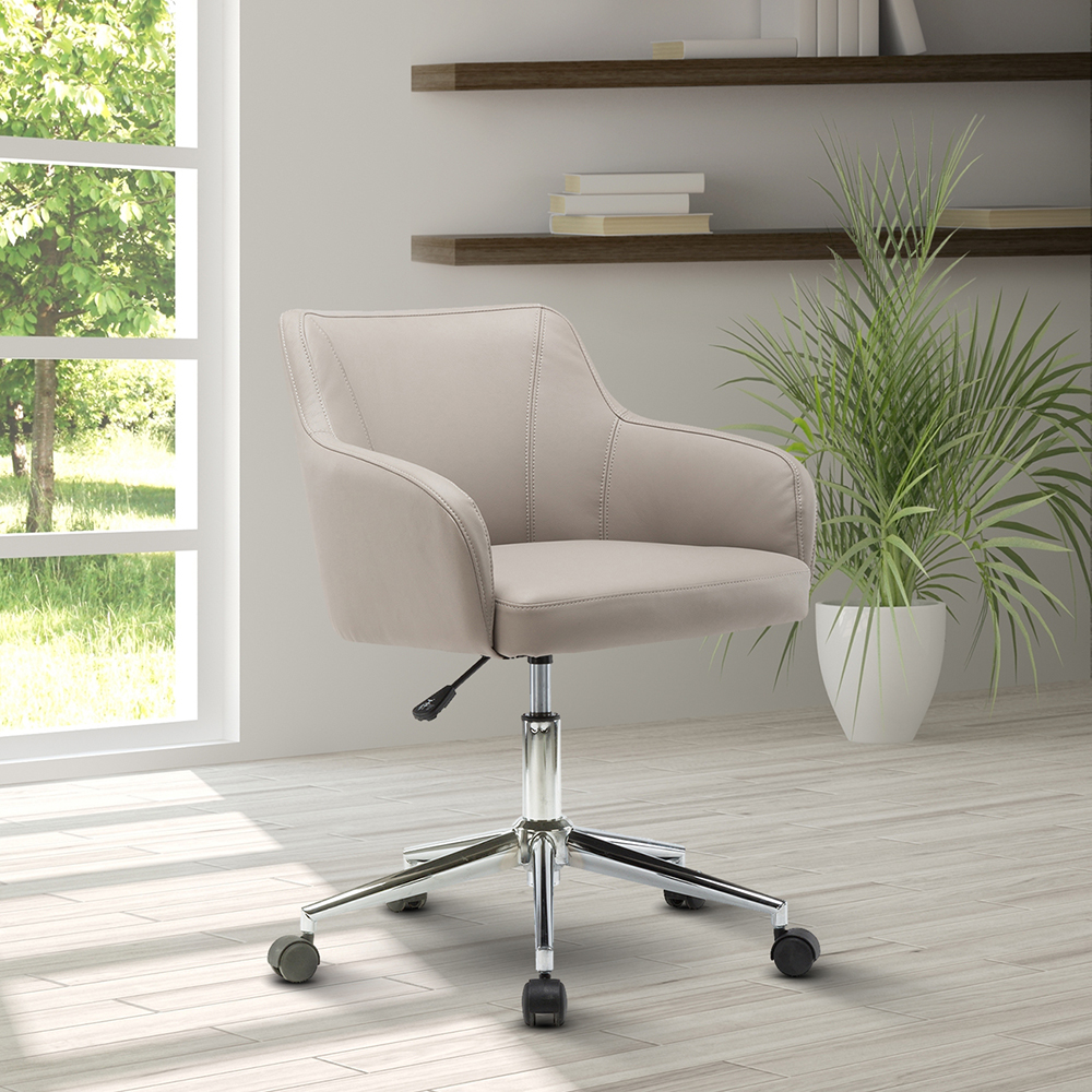 Techni Modern Leisure Polyester Swivel Chair Height Adjustable With Curved Backrest And Casters For Living Room, Bedroom, Dining Room, Office - Beige 6 Techni Modern Leisure Polyester Swivel Chair Height Adjustable with Curved Backrest and Casters for Living Room, Bedroom, Dining Room, Office - Beige