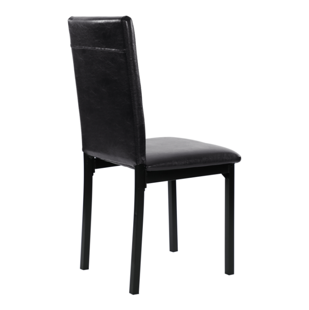 Leather Upholstered Dining Chair Set of 4, with High Backrest, and Metal Legs, for Restaurant, Cafe, Tavern, Office, Living Room - Black