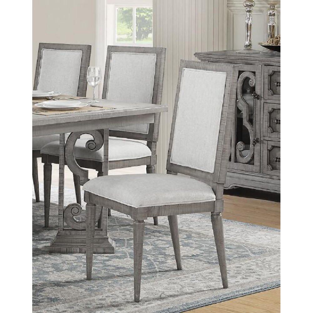 ACME Artesia Fabric Upholstered Dining Chair Set of 2, with High Backrest, and Wood Legs, for Restaurant, Cafe, Tavern, Office, Living Room - Beige