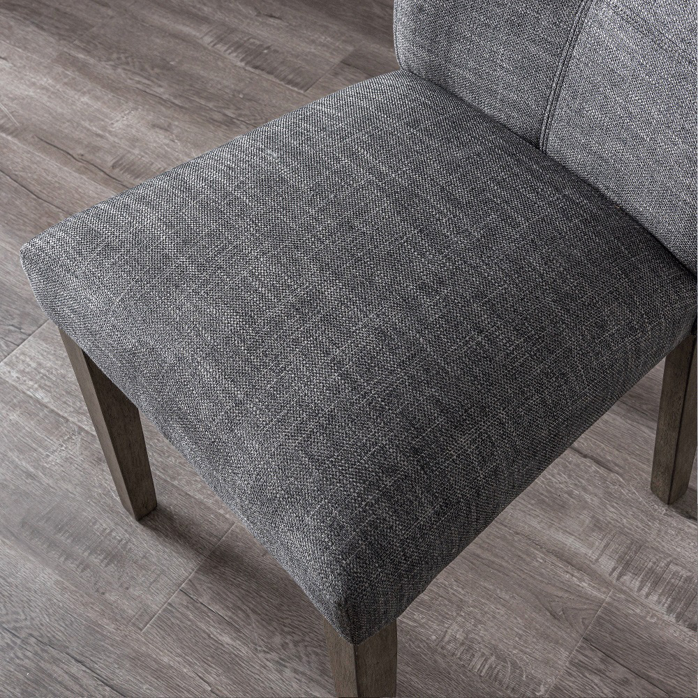Linen Upholstered Dining Chair Set of 2, with High Backrest Dark Gray