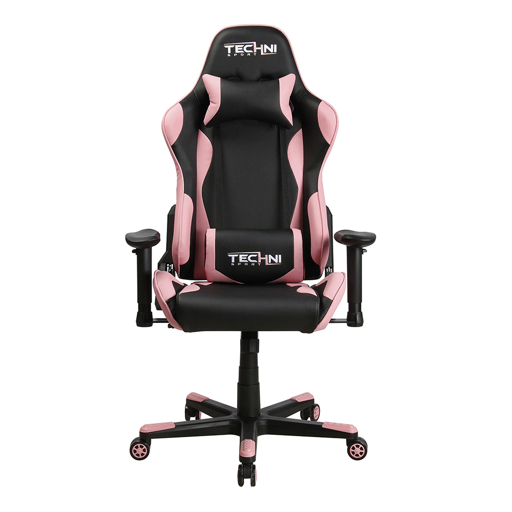 Techni Home Office PU Leather Adjustable Rotatable Gaming Chair With Ergonomic High Backrest And Lumbar Support - Pink 6 Techni Home Office PU Leather Adjustable Rotatable Gaming Chair with Ergonomic High Backrest and Lumbar Support - Pink