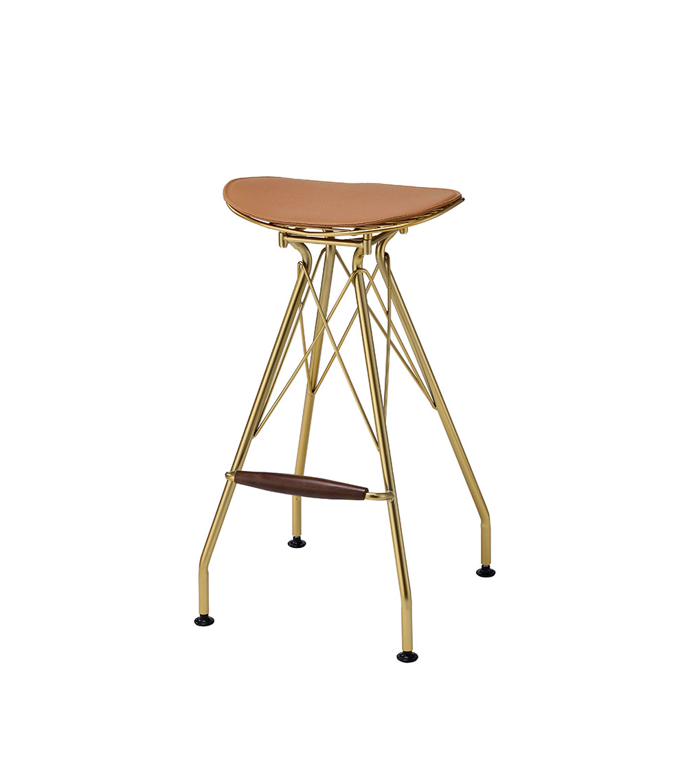 ACME Dragea PU Upholstered Bar Stool Set of 2, with Metal Frame, for Restaurant, Cafe, Tavern, Office, Living Room - Gold