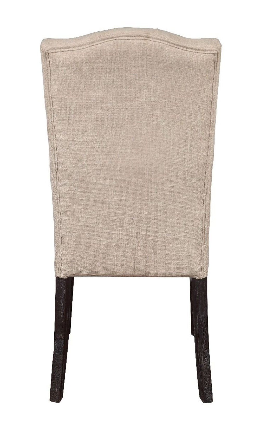 ACME Gerardo Linen Upholstered Dining Chair Set of 2, with High Backrest, and Wooden Legs, for Restaurant, Cafe, Tavern, Office, Living Room - Beige