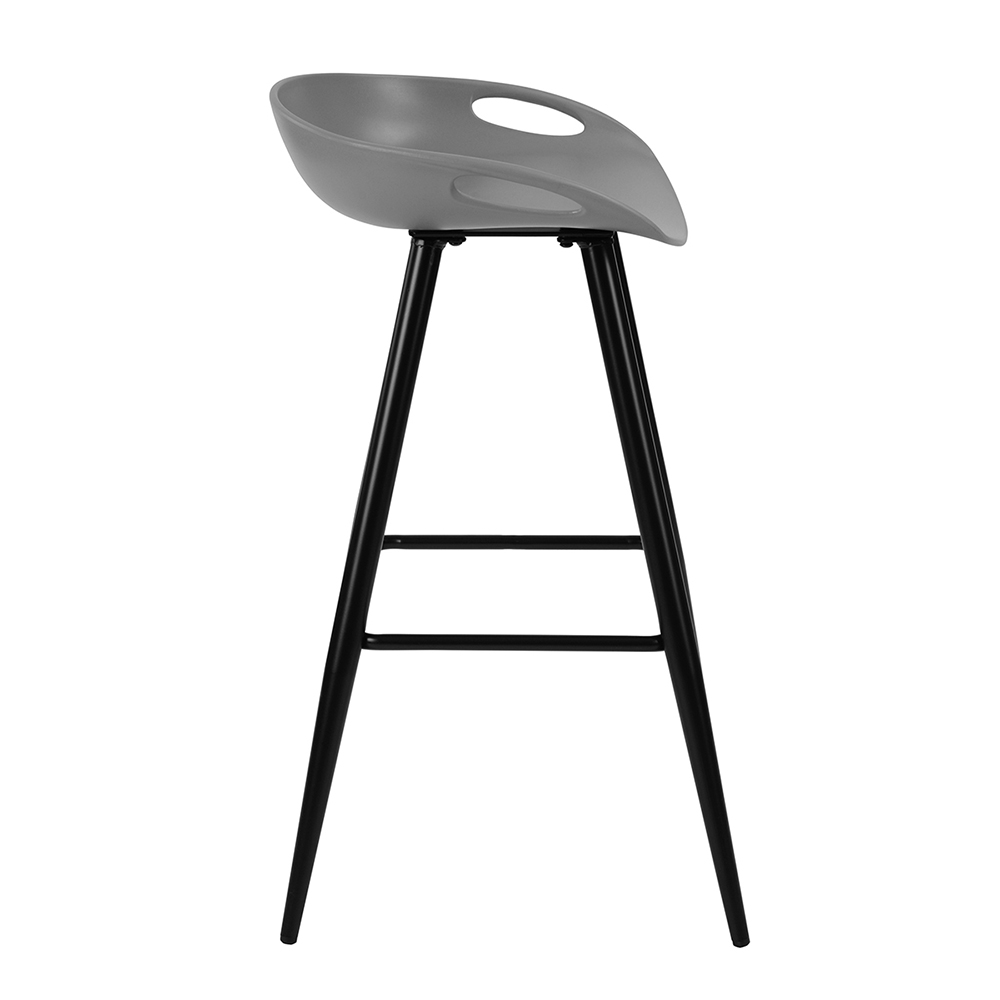 Plastic Bar Stool Set of 2, with Non-slip Feet and Metal Frame, for Restaurant, Cafe, Tavern, Office, Living Room - Gray