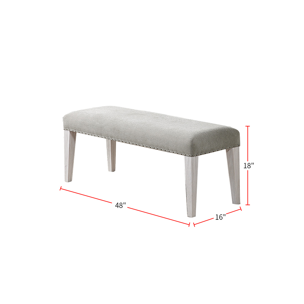 Fabric Upholstered Dining Bench, with Wood Frame, for Restaurant, Cafe, Tavern, Office, Living Room - Gray