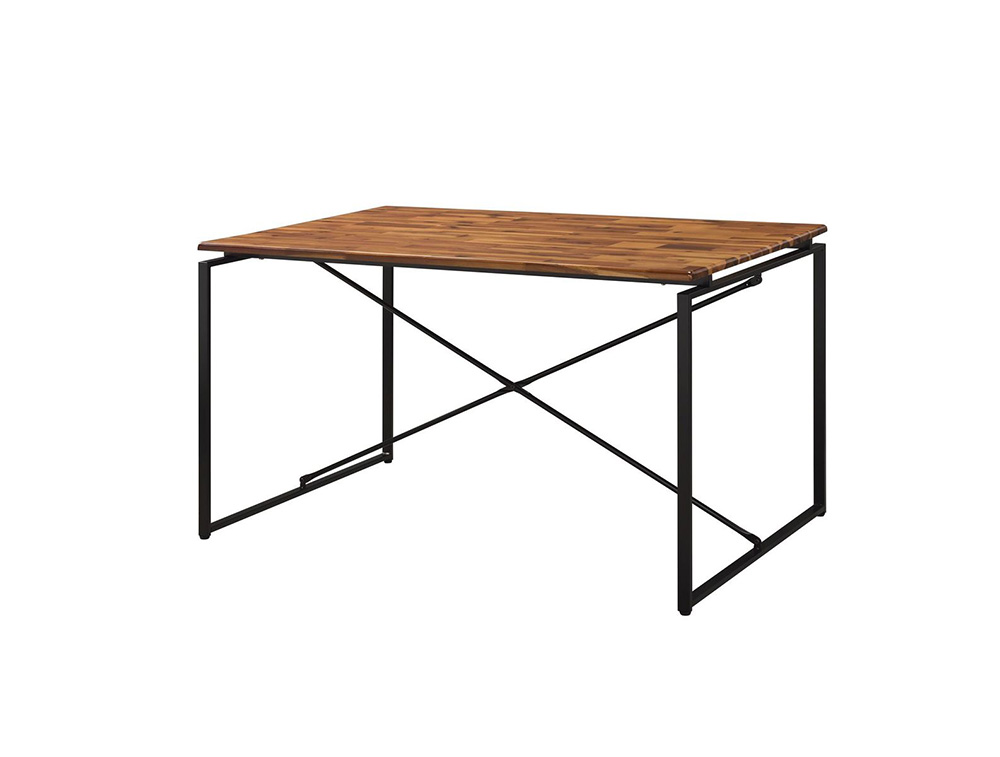 ACME Jurgen Dining Table with Wooden Tabletop and Metal Legs, for Restaurant, Cafe, Tavern, Living Room - Oak