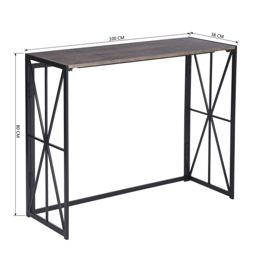 Home Office 39.4" L Folding Computer Desk with Wooden Tabletop and Metal Frame, for Game Room, Office, Study Room - Walnut