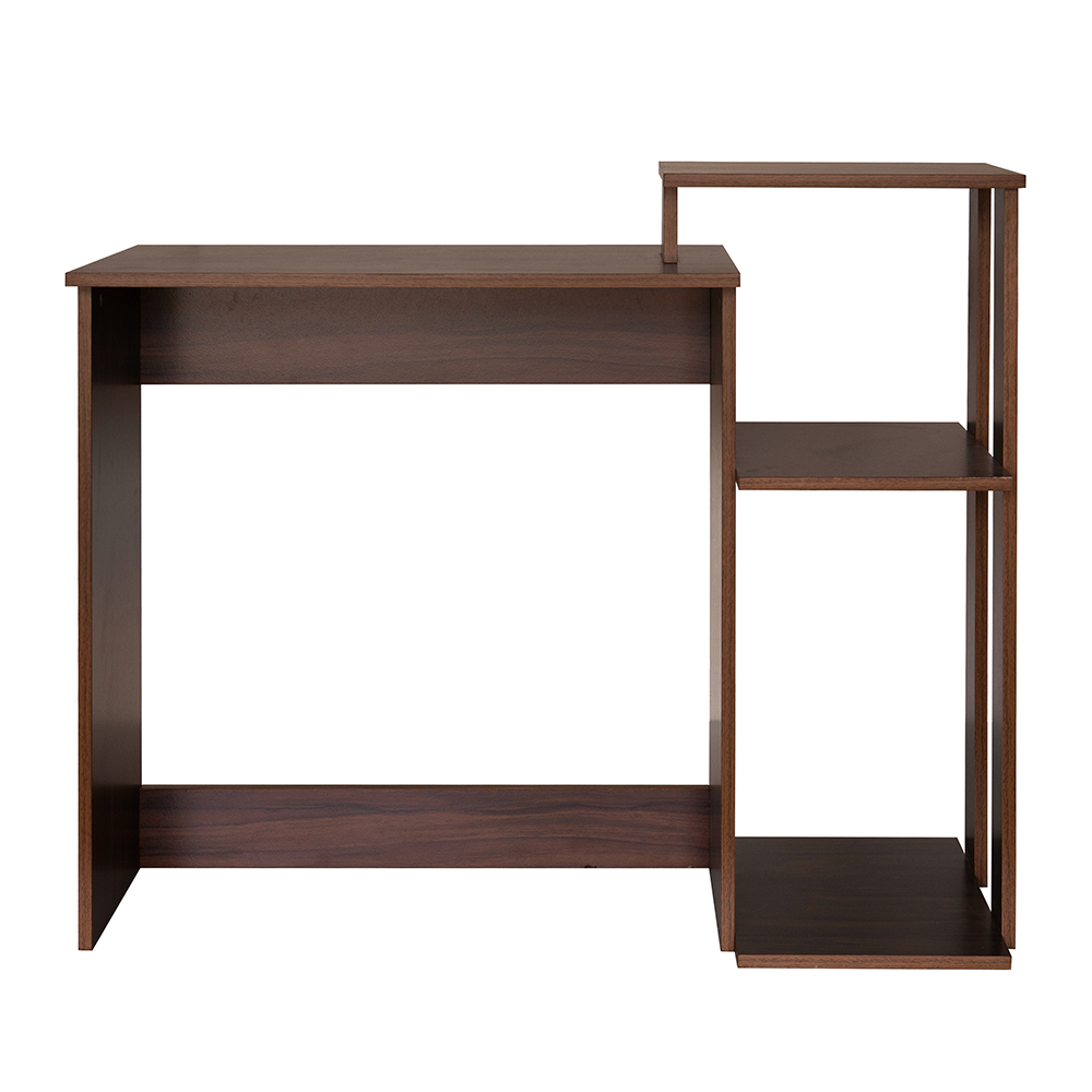 Home Office Computer Desk with Storage Shelves and Wooden Frame, for Game Room, Office, Study Room - Brown