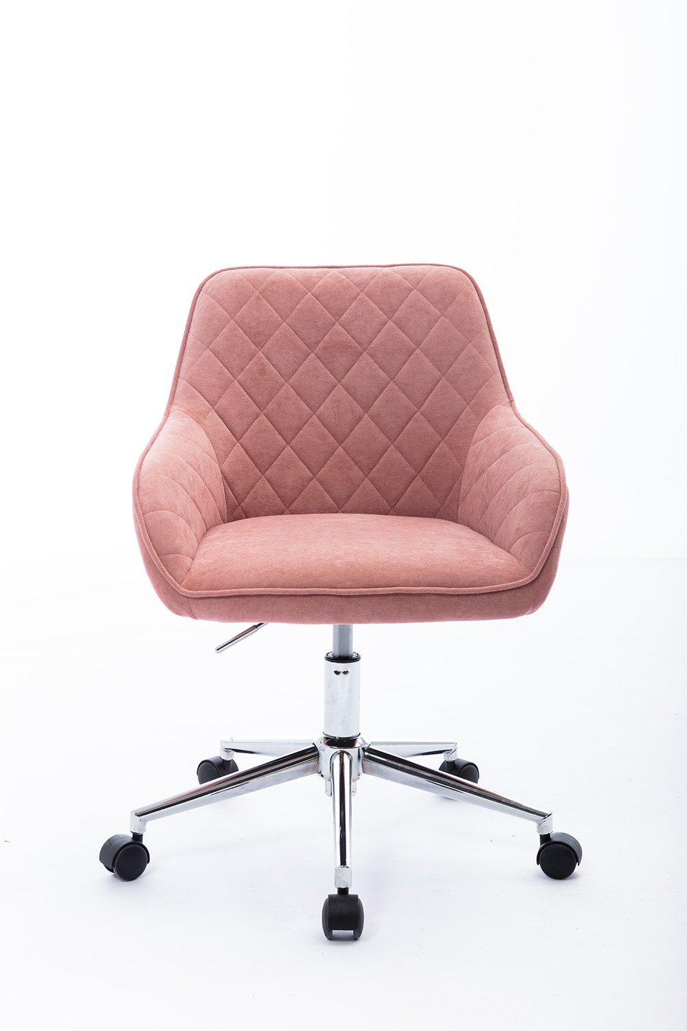 Modern Leisure Velvet Swivel Shell Chair Height Adjustable with Curved Backrest and Casters for Living Room, Bedroom, Dining Room, Office - Pink