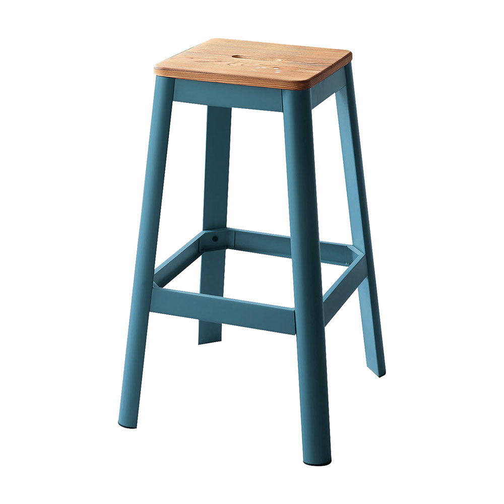 ACME Jacotte Wood Bar Stool with Metal Legs, for Restaurant, Cafe, Tavern, Office, Living Room - Teal