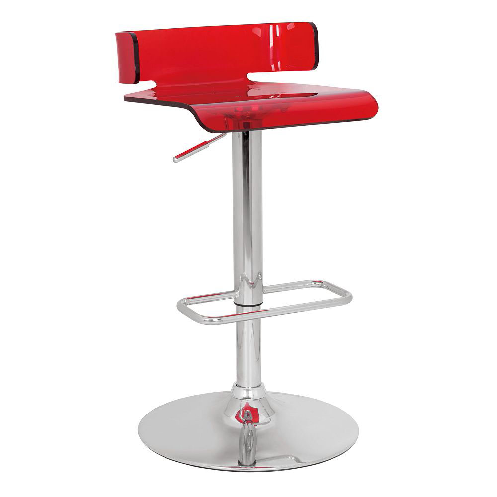 ACME Rania Adjustable Stool, with Low Backrest, and Metal Frame, for Restaurant, Cafe, Tavern, Office, Living Room - Red