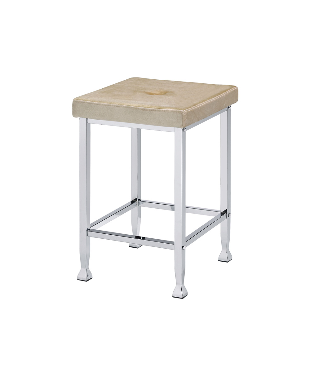 ACME Raine Velvet Upholstered Counter Height Stool Set of 2, with Metal Frame, for Restaurant, Cafe, Tavern, Office, Living Room - Beige