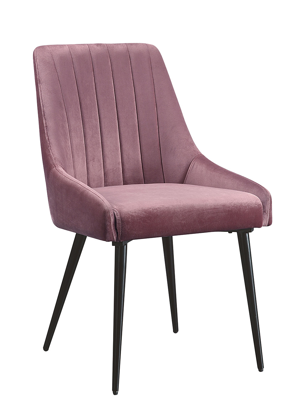ACME Caspian Fabric Upholstered Dining Chair Set of 2, with Curved Backrest, and Metal Legs, for Restaurant, Cafe, Tavern, Office, Living Room - Pink