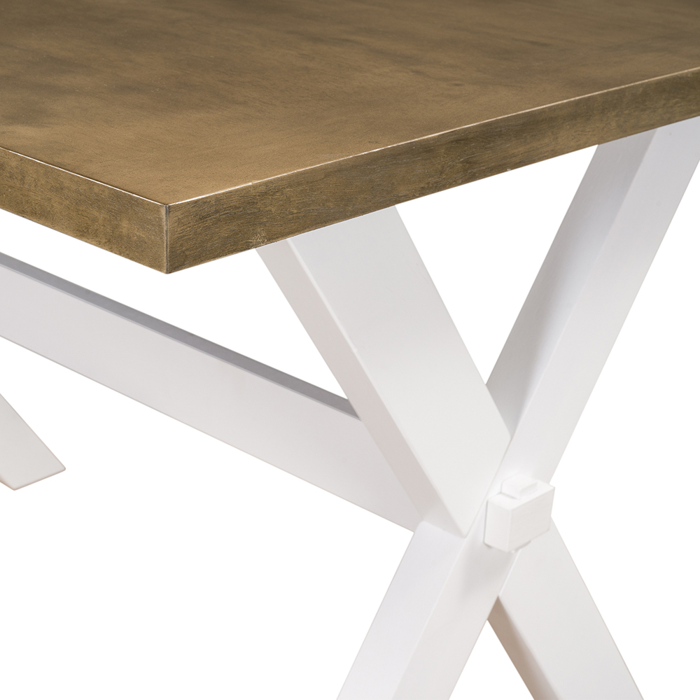 TOPMAX Farmhouse Rustic Wood Dining Table with X-shape Legs, for Small Apartment, Studio, Kitchen - White
