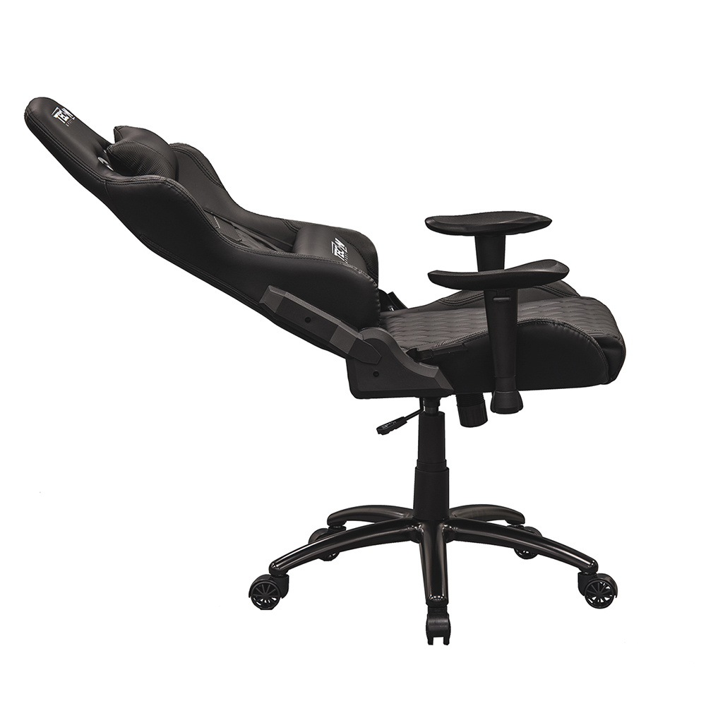 Techni Home Office PU Leather Adjustable Rotatable Gaming Chair with Ergonomic High Backrest and Lumbar Support - Black
