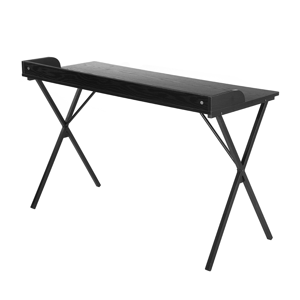 Home Office 47.2" L Computer Desk with Wooden Tabletop and Metal Frame, for Game Room, Office, Study Room - Black