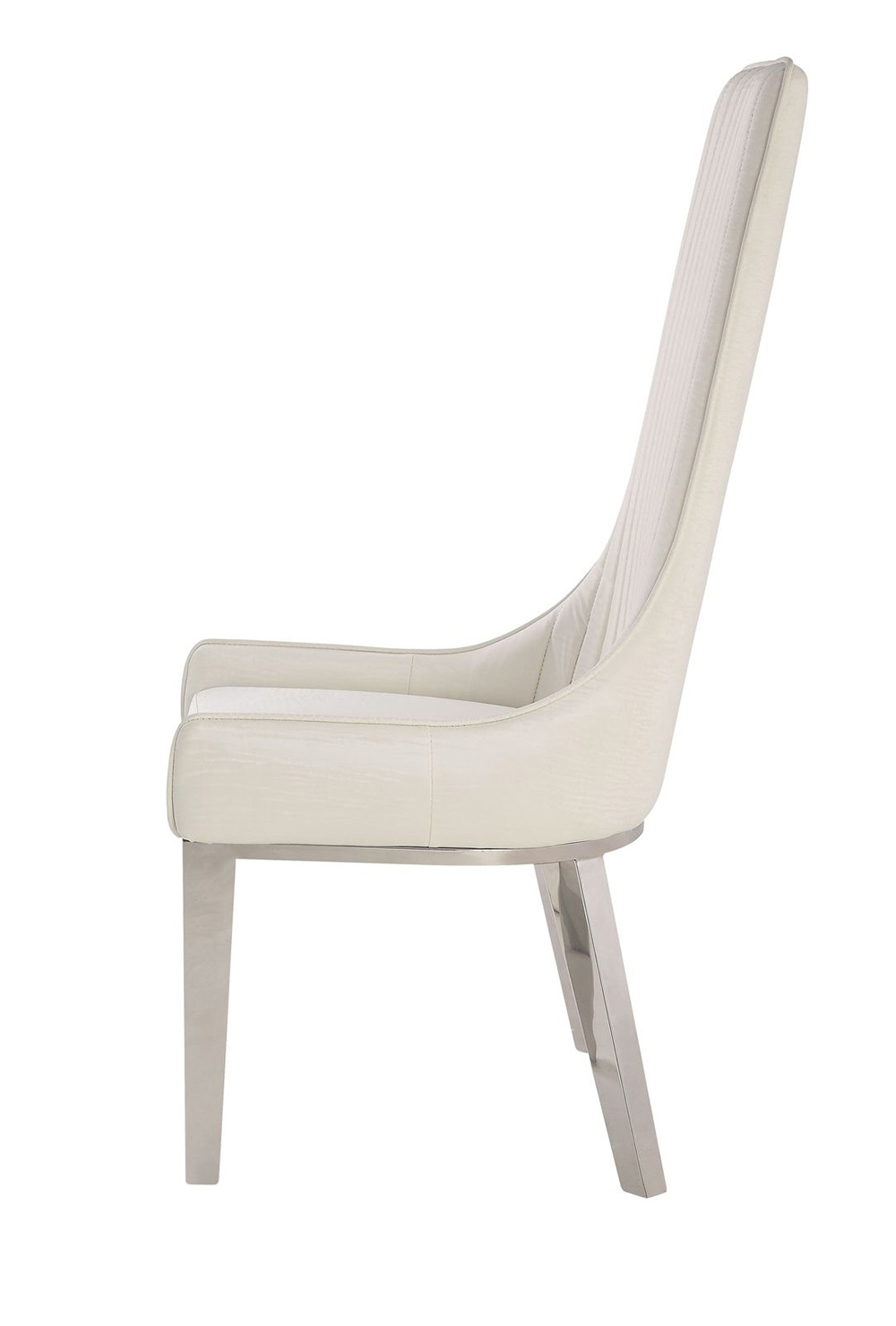 ACME Gianna PU Upholstered Dining Chair Set of 2, with High Backrest, and Metal Legs, for Restaurant, Cafe, Tavern, Office, Living Room - White