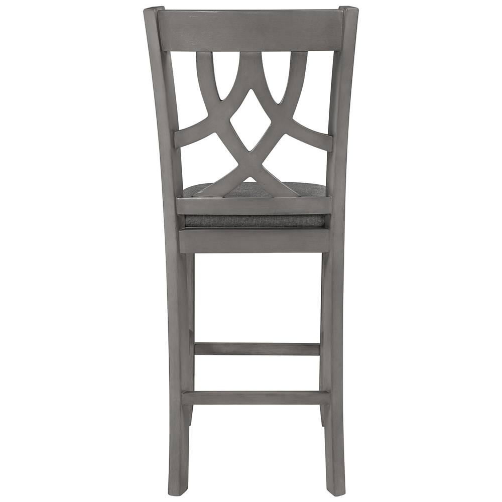 TOPMAX Upholstered Counter Height Dining Chair Set of 2, with Cross Back, and Wooden Frame, for Restaurant, Cafe, Tavern, Office, Living Room - Gray