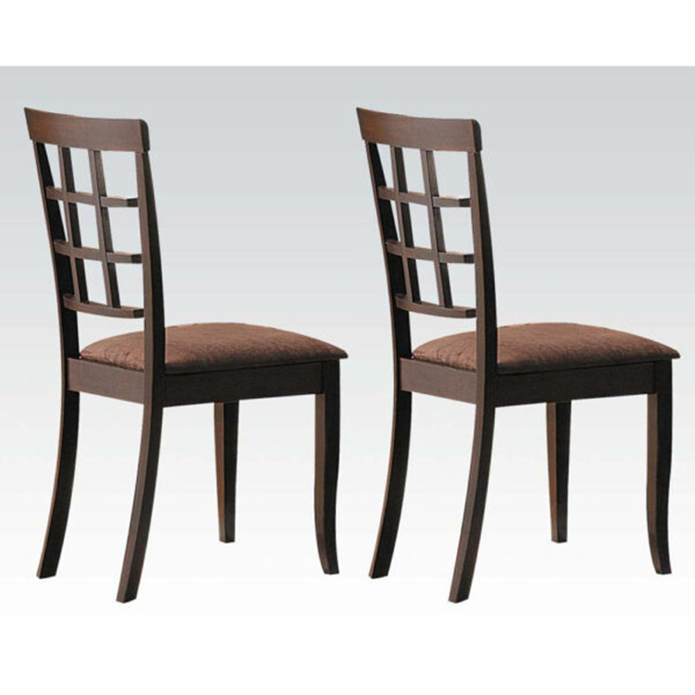 ACME Cardiff Microfiber Upholstered Chair Set of 2, with High Backrest, and Wood Legs, for Restaurant, Cafe, Tavern, Office, Living Room - Brown