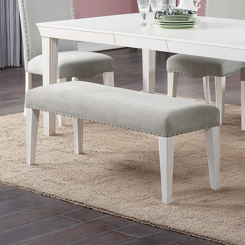 Fabric Upholstered Dining Bench, with Wood Frame, for Restaurant, Cafe, Tavern, Office, Living Room - Gray