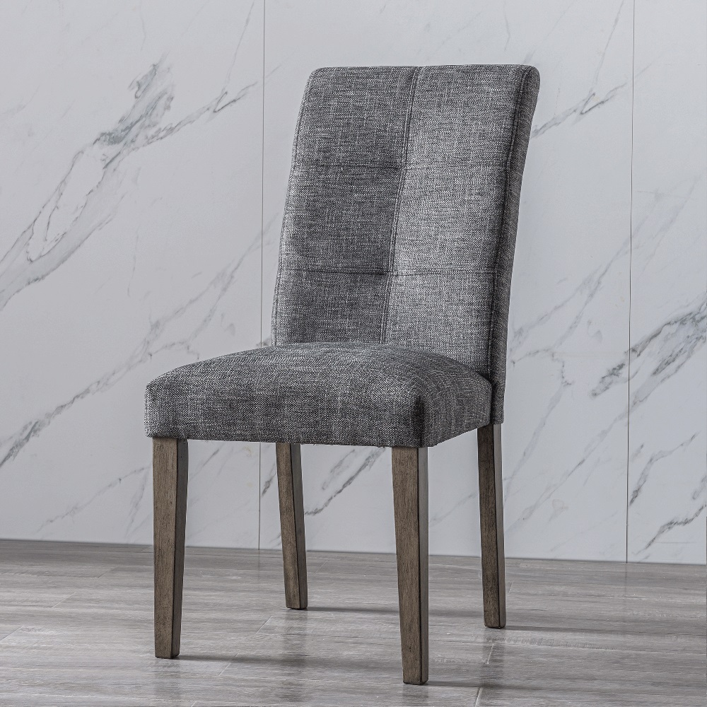 Linen Upholstered Dining Chair Set of 2, with High Backrest Dark Gray