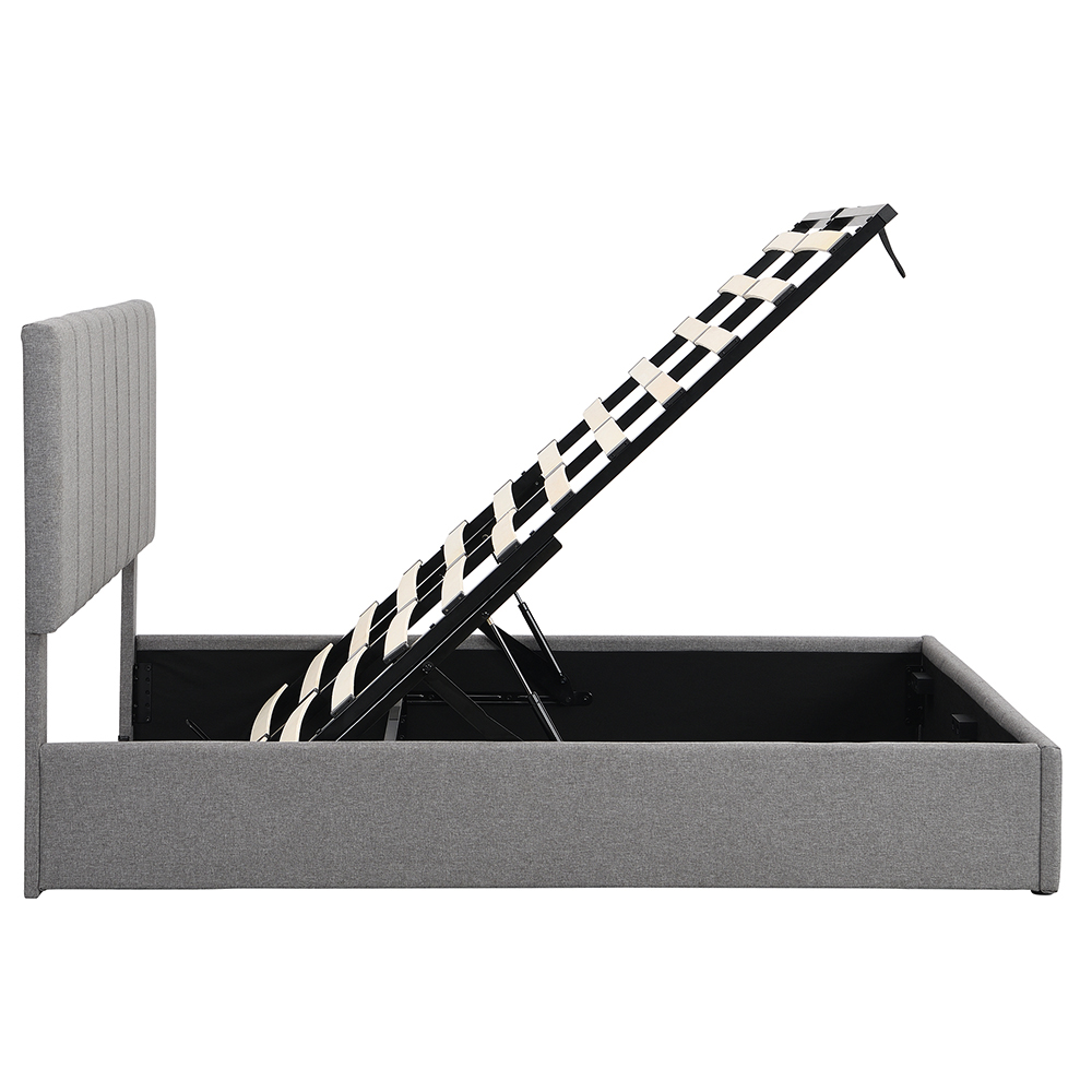 Full-Size Linen Upholstered Platform Bed Frame With Hydraulic Storage System And Wooden Slats Support, No Box Spring Needed (Only Frame) - Gray 8 Full-Size Linen Upholstered Platform Bed Frame with Hydraulic Storage System and Wooden Slats Support, No Box Spring Needed (Only Frame) - Gray