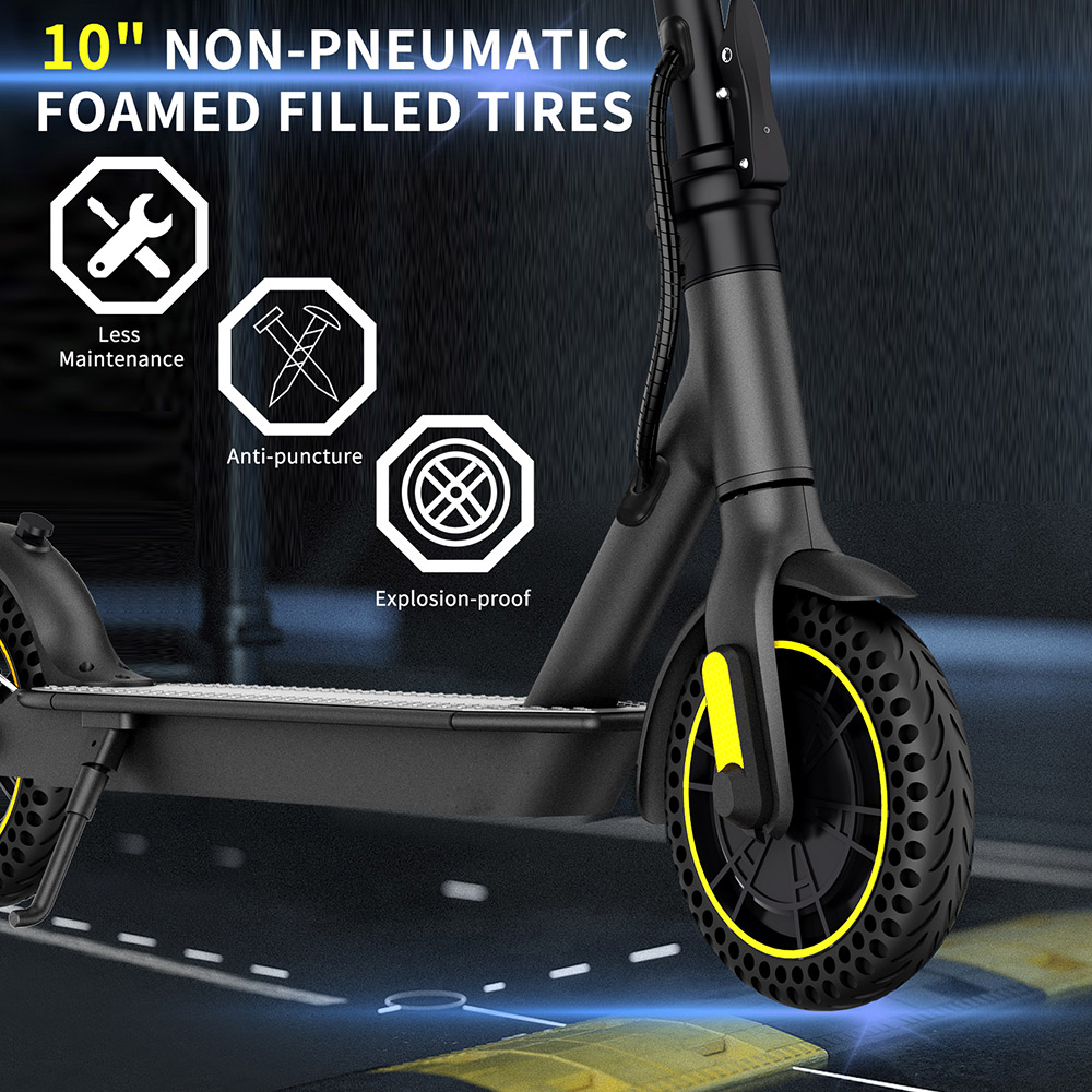 HappyRun HR365 MAX Folding Electric Scooter 10 inch Honeycomb Tire 10.4Ah Battery 350W Brushless Motor 25km/h Max Speed up to 26KM Range Electronic + Disc Brake - Black