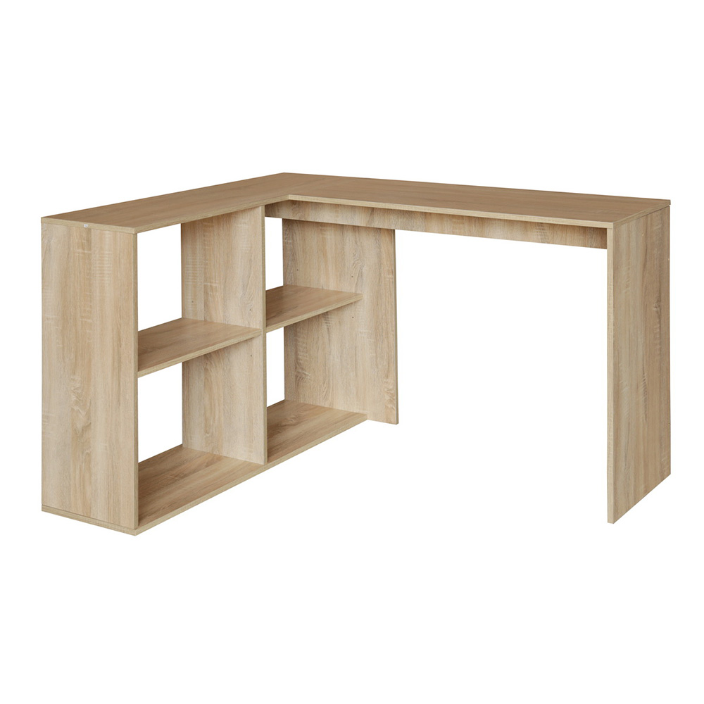 Home Office 47.2" L-Shaped Corner Computer Desk with Storage Shelves, Wooden Frame, for Game Room, Office, Study Room - Oak