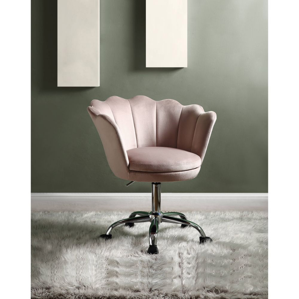 ACME Micco Modern Leisure Velvet Swivel Chair Height Adjustable With Curved Backrest And Casters For Living Room, Bedroom, Dining Room, Office - Pink 6 ACME Micco Modern Leisure Velvet Swivel Chair Height Adjustable with Curved Backrest and Casters for Living Room, Bedroom, Dining Room, Office - Pink