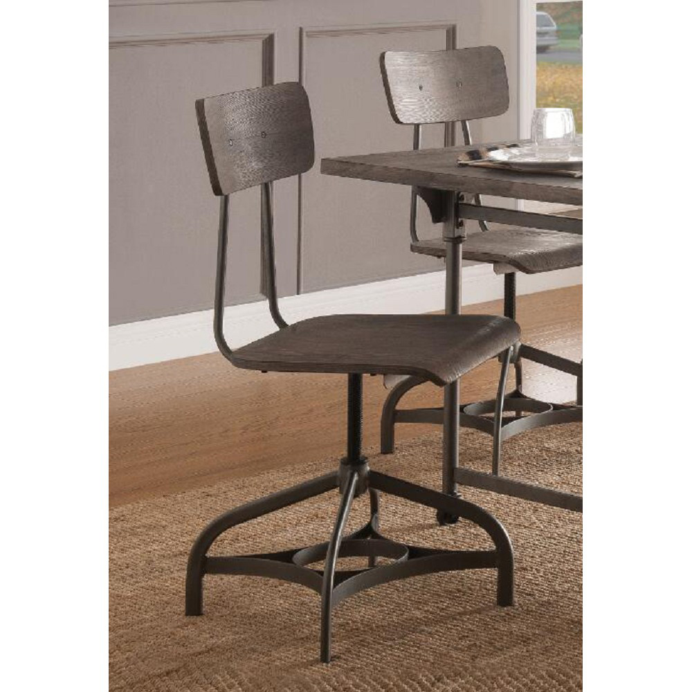 ACME Jonquil PU Upholstered Dining Chair Set of 2, with High Backrest, and Metal Legs, for Restaurant, Cafe, Tavern, Office, Living Room - Gray