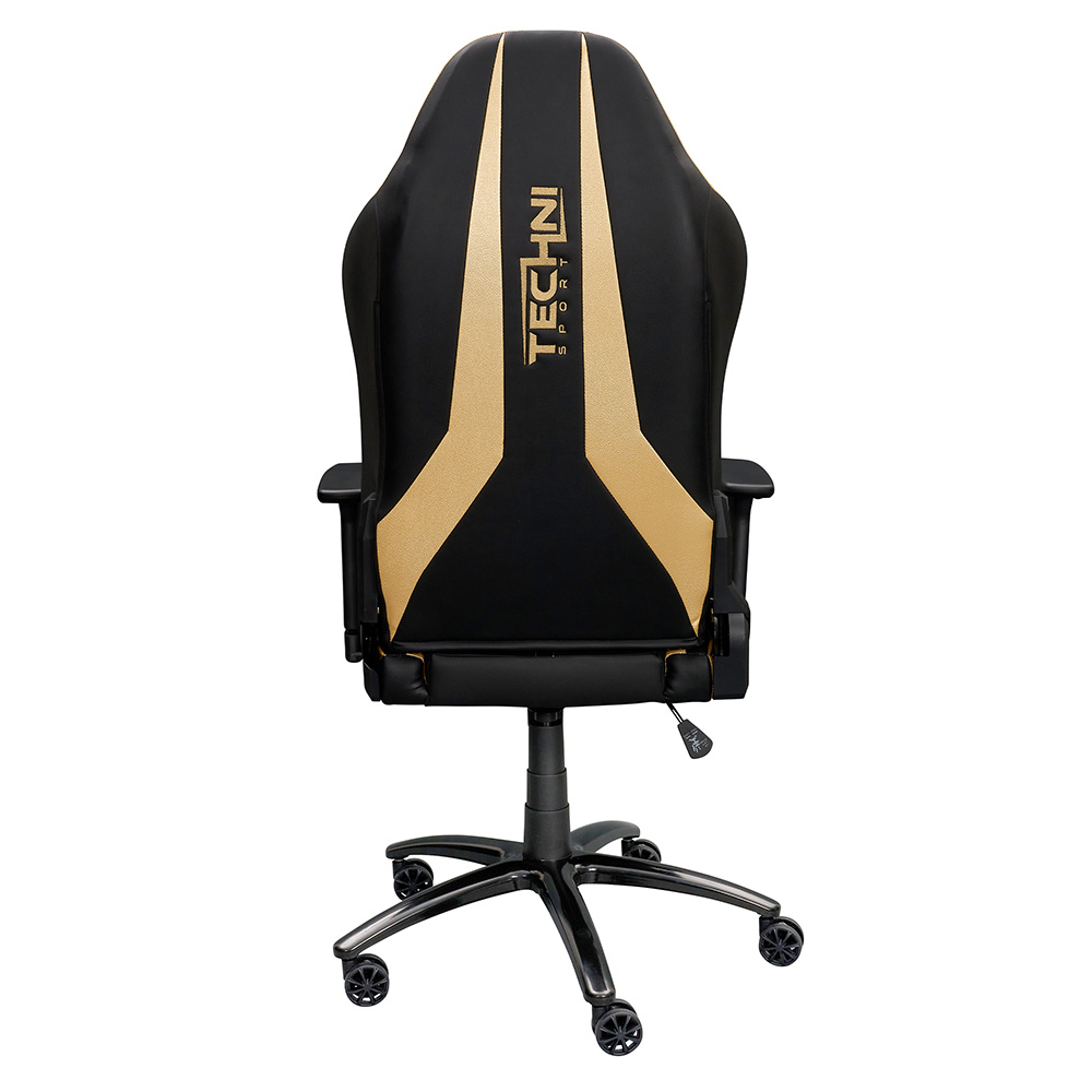 Techni Home Office PU Leather Adjustable Rotatable Gaming Chair with Ergonomic High Backrest and Casters - Gold