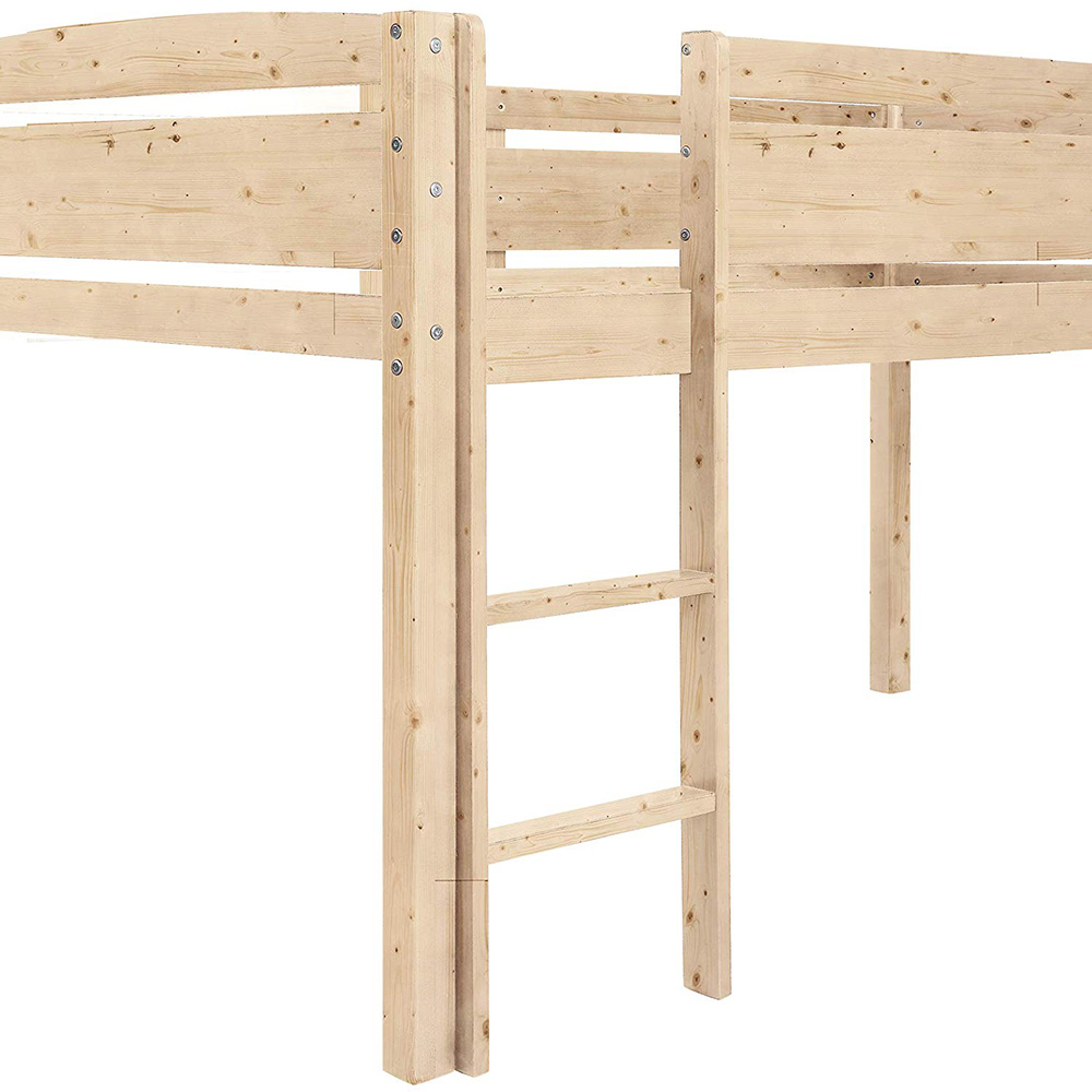Twin-Size Loft Bed Frame with Ladder, and Wooden Slats Support, for Kids, Teens, Boys, Girls (Frame Only) - Natural